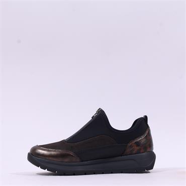Remonte Platform Front Zip Shoe - Bronze Metallic Combi